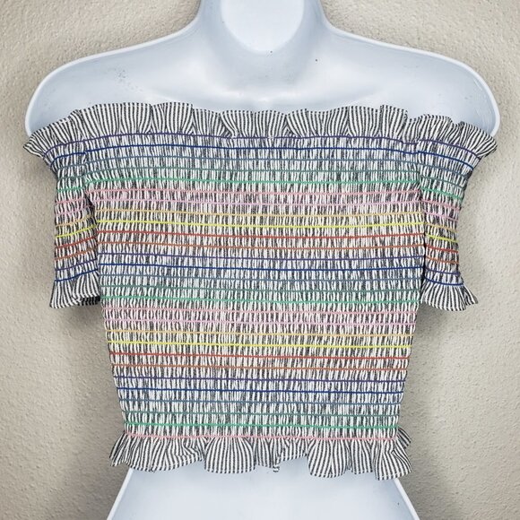 Storia Sz S Shirred Rainbow Stripped Cropped Top  2- Piece Skirt Set (887) - Picture 4 of 8